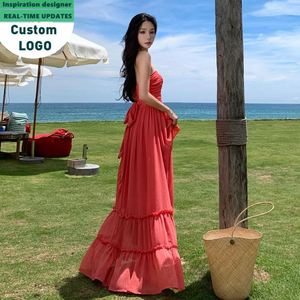 ชุดเดรสยาวสไตล์แฟชั่นสำหรับวันหยุดริมทะเล เหมาะสำหรับผู้หญิง ดีไซน์เซ็กซี่ ปี 2025 - Product Image 3