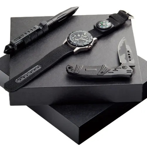 Stylo à bille classique, montre et couteau, coffret cadeau pour homme et femme avec logo personnalisé