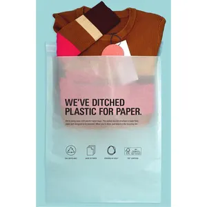 Camiseta de papel ecológico, camiseta selável ecológica impermeável e transparente para envelopes de roupas, venda no atacado