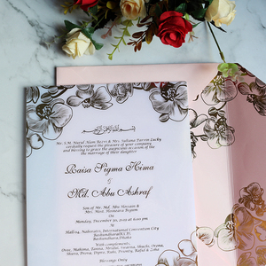 Large size Doc acrylic invitation card templates the Golden Wedding Foiling design Floral rose with envelope and RSVP card - Product Image 4