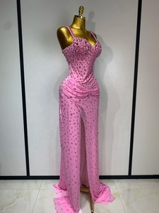 Robe longue maxi scintillante rose cristal <span class=keywords><strong>pour</strong></span> femme, élégante, <span class=keywords><strong>pour</strong></span> soirée, célébrité, fête, anniversaire, club, <span class=keywords><strong>mariage</strong></span>, invitée - Product Image 4