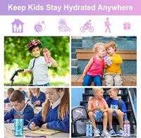 Botella Ecológica para Niños, Apta para Llevar al Colegio o de Viaje, 20oz, Plástico Resistente, con Asa, Pajita, Tapa Antiderrames y Boquilla Pop-Up