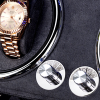 Boîte à remontoir automatique pour montres de haute qualité, neuve, 4+6 emplacements, avec couvercle en cuir PU, organiseur de rangement domestique en velours, et vitrine d'affichage à lumière LED