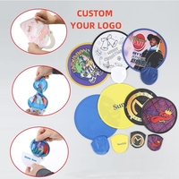 Ventilateur pliable personnalisé avec logo, disques volants de graduation, sublimation, bord noir, avec pochette