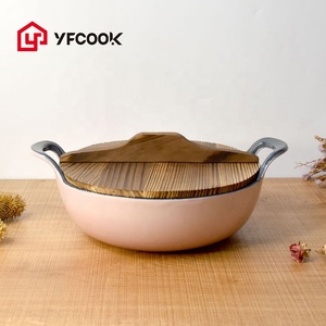 Casseroles de cuisine <span class=keywords><strong>en</strong></span> <span class=keywords><strong>fonte</strong></span> émaillée, petit marmite de cuisine de haute qualité verte, 20/24/26CM avec poignées à grandes boucles - Product Image 5