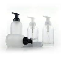 250ml 350ml Épais Fond Rond Clair Lavage À La Main Moussant Pompe Bouteille En Verre Avec Pompe En Plastique Rechargeable Liquide pour les Mains Distributeur de Savon
