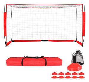 Gol da calcio in rete da calcio per cortile con telaio a prua, Base in metallo pieghevole e <span class=keywords><strong>15</strong></span> coni da allenamento - Product Image 1