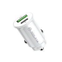 Chargeur de voiture USB-C en gros, charge rapide QC 3.0 PD 38W, allume-cigare 31A, double port USB, noir et blanc, en ABS, portable