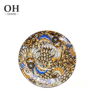 Assiettes en céramique de style bohème, 2 pièces, peints à la main, ensemble de tasses <span class=keywords><strong>et</strong></span> sous-tasses en porcelaine, logo personnalisé, design national - Product Image 3