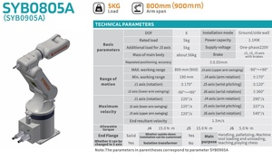 Robot industriel à 6 axes Sooyee SYB0805A, charge utile de 5 kg, portée de 800 mm, robot compact pour la manutention et la programmation - Product Image 3