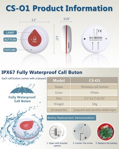 Người chăm sóc máy nhắn tin không dây nút gọi thông minh y tá gọi cảnh báo rung cho người già/bệnh nhân/vô hiệu hóa ở nhà 1 người nhận cổ tay - Product Image 5