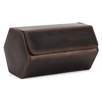 Étui de voyage hexagonal vert-brun pour montre, boîte de rangement multifonctionnelle avec extérieur en cuir et doublure en velours suédé