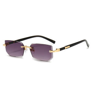 Lunettes de soleil polygonales sans monture, vente en gros, lunettes rose dégradées, lunettes sans cadre, lunettes de soleil UV400 pour femmes - Product Image 4