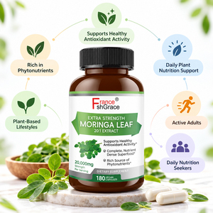 Suplemento Dietético Shecome de Moringa, Apoyo Antioxidante, Protección del Sistema Cardiovascular para Adultos, 180 Cápsulas de Hoja de Moringa - Product Image 3