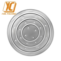 Plaque à pizza jetable en aluminium de qualité alimentaire de 9 pouces avec trous d'aération pour machine à pizza automatique, vente en gros, personnalisation OEM