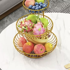 Luxury Three-Layer Fruit Mesh Basket Multi-Functional Household Iron Wire <strong>Circle</strong> Shape Elegant Wire Fruit <strong>Tray</strong> - Product Image 3