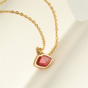 Creative Jewelry 18k Gold Plated Stainless Steel Zircon Lip Pendant <b>Necklace</b> for Women - Product Image 3
