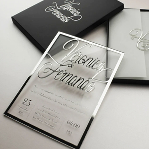 Creative Hydrangea Blue Paper Wedding Invitation <strong>Card</strong> With Custom Acrylic Wedding Invitations Box