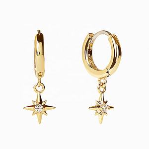 Vente en gros Boucles d'oreilles créoles petites en or massif 18K 14K 9K motif tournesol avec CZ 5A, bijoux de corps pour piercing de cartilage - Product Image 3