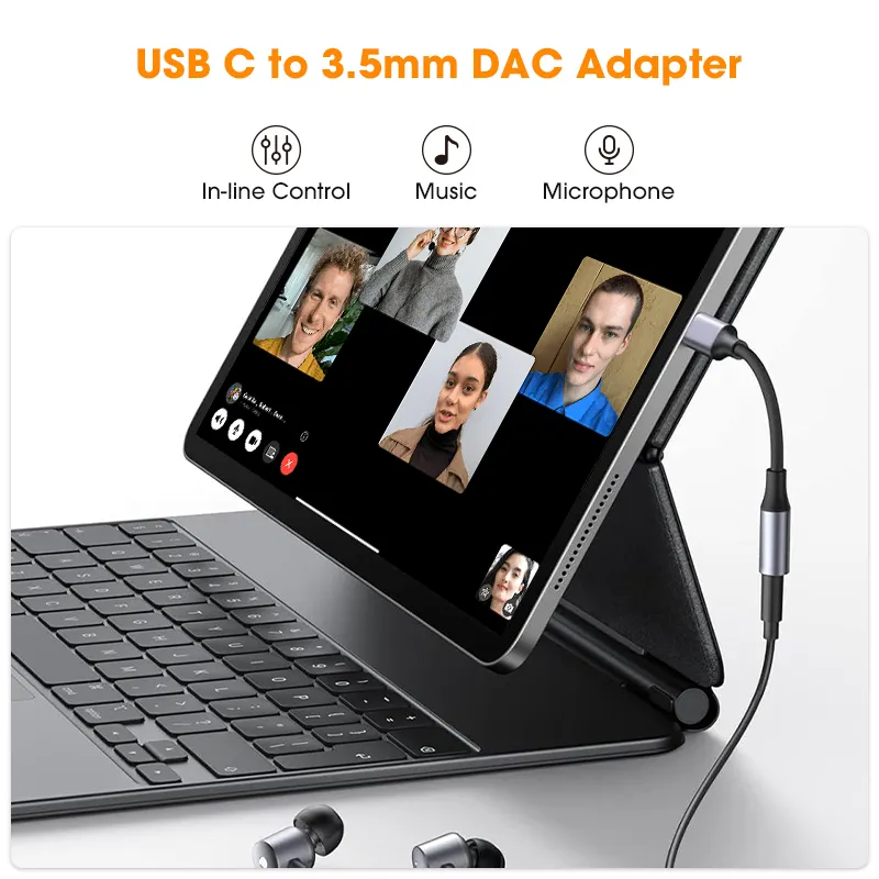 Adaptador de Audio USB C a 3,5mm tipo C a auriculares AUX Jack Dongle HiFi DAC Cable micrófono auriculares accesorios para teléfono