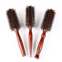 Brosse à barbe en bois à usage multiple Rouleau rond Brosse de massage du cuir chevelu pour femmes Brosses de coiffure incurvées