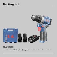 Perceuse à main sans fil DCJZ1250 20V, 1250 W, lithium, sans balais, rechargeable, deux vitesses réglables, réversible, 50 Nm max, 3/8