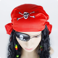 Ecowalson Perruque de carnaval pour femme avec tresses, chapeau, casquette, foulard de pirate, masque pour les yeux, accessoires de déguisement