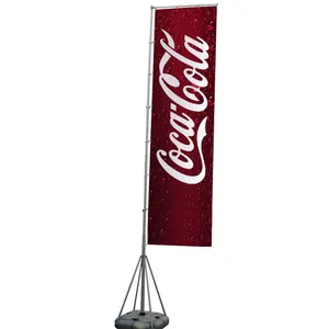 Custom Rectangle Flag 5m Watered Base Flagpole Beach Flag Banner with Stand and Telescopic Flagpole for Advertising