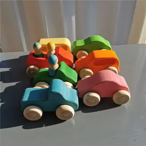 Kinder Holzstapel spielzeug Linde Regenbogen Autos und Bäume für Kinder Bausteine spielen