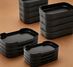 Rectangle Eco-Friendly Fish Dish Food <strong>Serving</strong> Tray Stackable <strong>Plastic</strong> Colorful Restaurant Black Camping Stock Melamine - Product Image 5