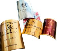 Autocollants en feuille d'argent gaufrée imperméables avec logo personnalisé pour les bouteilles de parfum, de cosmétiques, de vin rouge et les emballages de bougies
