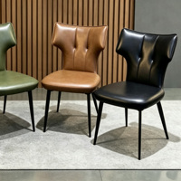 Chaise de salle à manger moderne en cuir motif patte de chat, chaise d'appoint en forme de papillon, chaise d'appoint avec pieds en métal noir pour salle à manger, cuisine, hôtel, maison
