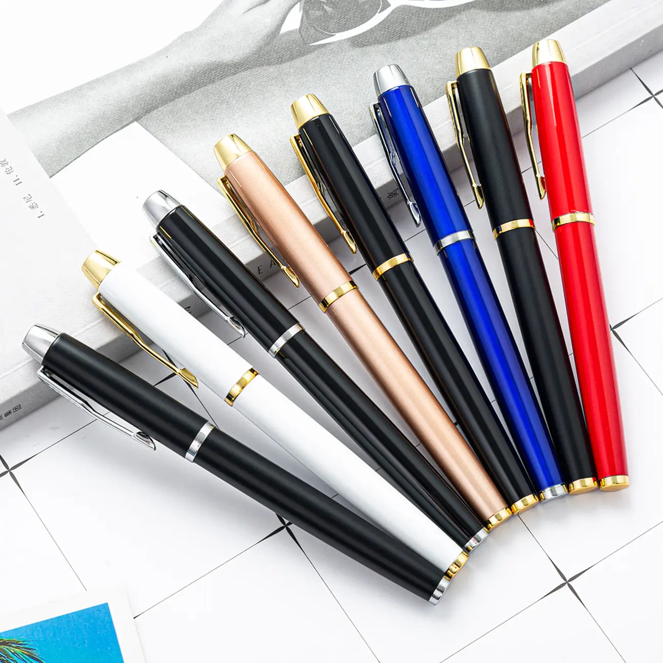 Custom Engraved brand Pen Classic Black with Gold Trim Personalized Brass Roller ball Pen Gift