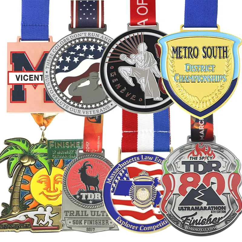 Wholesale Custom Cheap Price Blank Zinc Alloy Gold Plated 3d Marathon Running Sports Metal Award Medals and Trophies Plaques