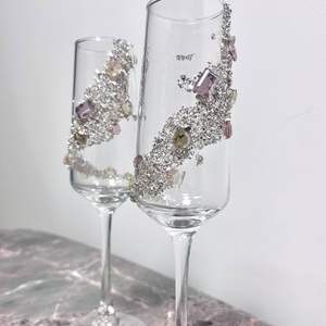 Vente en gros mariage de luxe pour flûtes en verre, lot de 2 pièces, motif papillon, cristal transparent <span class=keywords><strong>style</strong></span> classique, personnalisé - Product Image 3