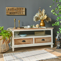 Table basse en bois vieilli avec étagère de rangement, style industriel et rustique, pour salon, vente flash INNOVA HOME