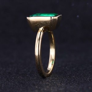 Anillo de Esmeralda hidrotérmica de buena calidad para mujer, 8x10mm, corte de esmeralda de 14k, oro sólido amarillo - Product Image 2