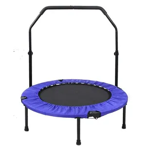 Trampolin Mini lipat, trampolin latihan kebugaran dengan pegangan busa dapat disesuaikan harga rendah