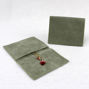 Custom Printed Suede <b>Envelope</b> Jewelry Pouch with Flap Velvet Jewelry Packaging <b>Gift</b> Bag - Product Image 1
