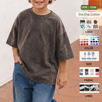 Camisetas de algodón con efecto lavado ácido para niños pequeños, estilo streetwear, holgadas, de manga corta, vintage, para verano.
