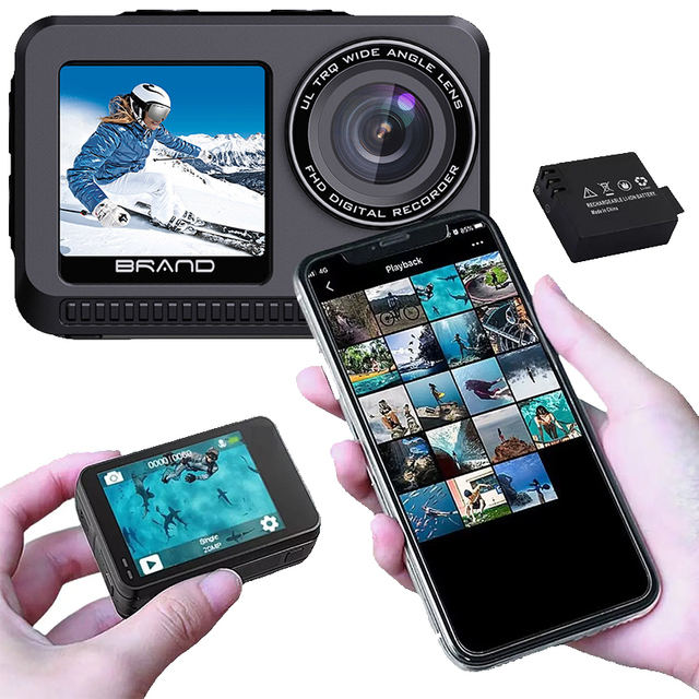 4K/8K/6 Sports Action Camera Vlogging Waterproof 25M Body with Dual Screen 170 Wide Angle Anti-Shake Wifi MicroSD