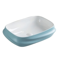 Nouvelle Tendance : Lavabo de Comptoir en Céramique Émaillée Bleu Mat, Design Artistique, pour Salle de Bain