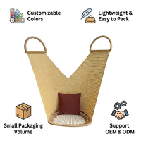 Fauteuil suspendu portable transparent style méditerranéen, hamac en polyester avec coussin imperméable, mobilier d'extérieur pour parc, cour et camping