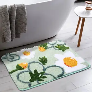 Skymoving New Custom Classic Floral Bathroom Mat Non-slip Bath Rug Machine Washable Dry Microfiber Bath Mats With TPR Backing