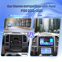 Moniteur de voiture Android à double écran de 9 pouces, 8 cœurs, 2+32 Go avec WiFi, navigation GPS, lecteur multimédia pour Ford F150 F-150 2015-2021