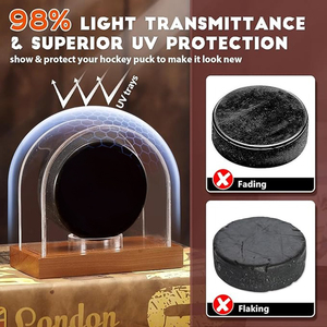 Коллекционный футляр для хоккейных шайб HUACENT: премиум-класс, прозрачный акрил, защитный держатель для шайб с деревянным основанием - Product Image 4