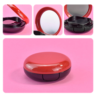 Kotak Bedak Plastik Bulat Kosong Warna Merah Muda Populer untuk Bedak Padat, BB Foundation & Cermin - Desain Mewah Modern