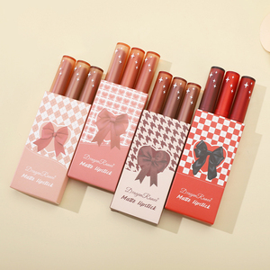 Dragon Ranee Super Stay 12 colores lápiz labial mate de larga duración mate Bowknot impermeable 3 uds conjunto de lápiz labial de terciopelo desnudo - Product Image 4