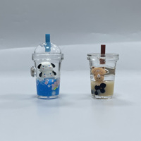 Porte-clés compact en forme de tasse de thé au lait, personnalisé avec flotteur liquide coloré, motif dessin animé, idéal pour la décoration, accessoire de sac, cadeau pour la maison