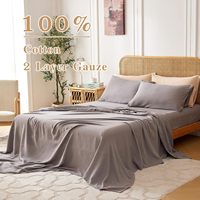 Parure de lit en coton mousseline king size, draps en coton égyptien, ensembles de draps plats et housses de matelas, vente en gros de literie